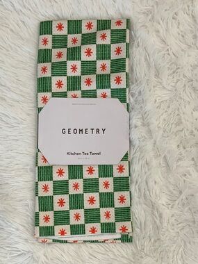 Geometry Green & Red Check Kitchen Tea Towel